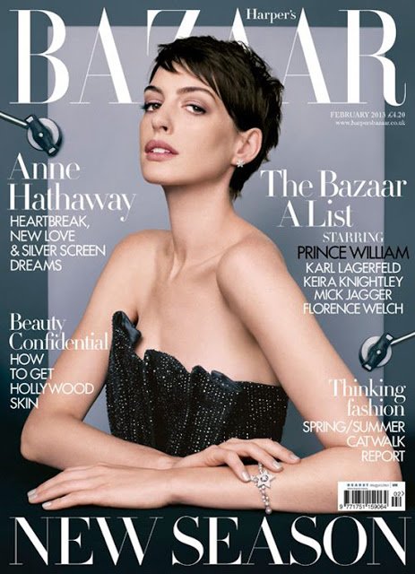 Anne Hathaway Covers Harper's Bazaar UK in February 2013