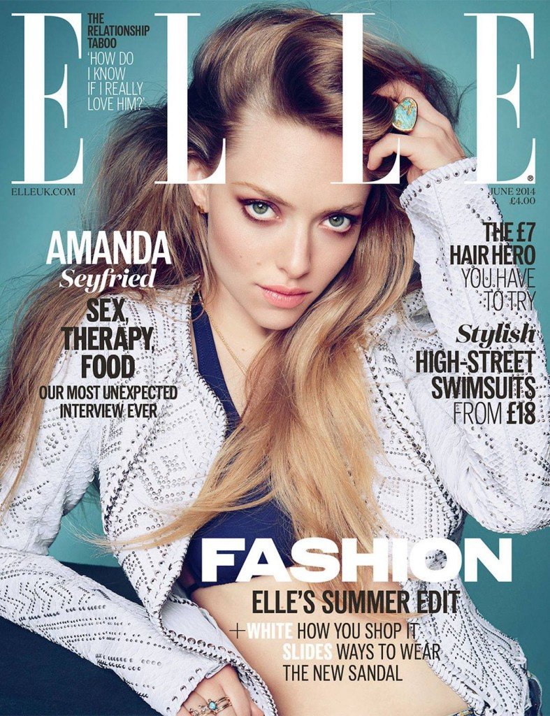 Amanda Seyfried lấp ló khoe bikini trên bìa Elle Anh tháng 6/2014