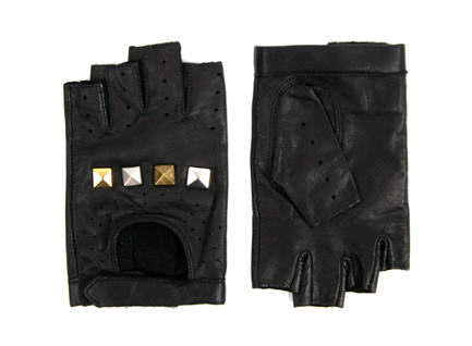 Leather Tarnished Stud Fingerless Gloves - Gloves - ASOS
