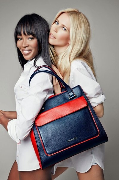 Claudia Schiffer & Naomi Campbell for Tommy Hilfiger: Limited-edition bags to benefit breast cancer research