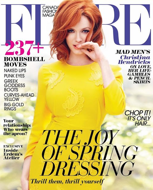 Christina Hendricks Hot in Sunshine Yellow for Flare May 2013 Cover