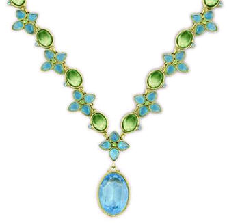 1928 Jewelry Company Aquamarine Blue & Peridot Green Showcase Necklace - Jewelry - Necklace