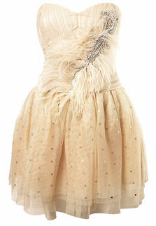 Cream Feathered Prom Dress** - Miss Selfridge - Dress - Women's Wear