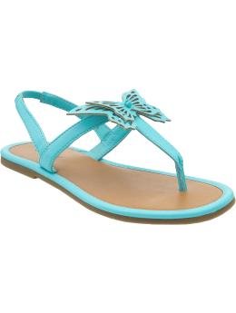 Girls Faux-Leather Butterfly Thong Sandals - Global Fashion Report