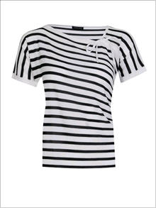 Striped Gathered Neck Top - Top - Jaeger - Women's Wear