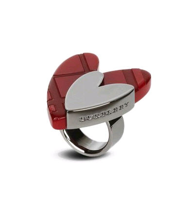 ENGRAVED CHECK HEART RING - Burberry - Ring - Jewelry