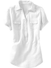 Women's Linen-Blend Split-Neck Tops - Old Navy - Tops - Women's Wear