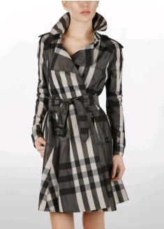 DOUBLE BREASTED BLACK AND GREY CHECK TRENCH COAT - Burberry - Women's Wear