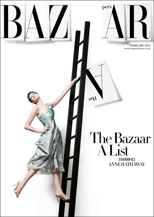 Anne Hathaway Covers Harper's Bazaar UK in February 2013 - Harper's Bazaar UK - Anne Hathaway - Fashion News - Celeb Styles - Fashion Magazine