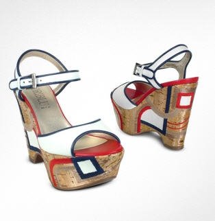 Loriblu  Marine Cork Platform Wedge Shoes