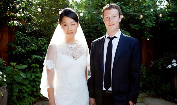 Facebook founder's bride shines in Claire Pettibone wedding gown