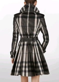 DOUBLE BREASTED BLACK AND GREY CHECK TRENCH COAT - Burberry - Women's Wear