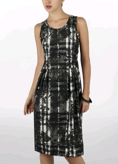 FLORAL BLACK AND GREY CHECK SHIFT DRESS - Burberry - Dress - Women's Wear